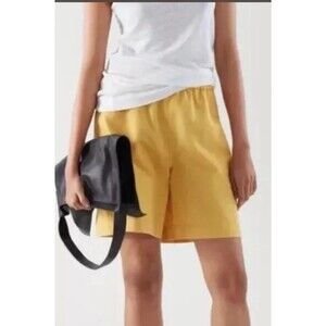COS Womens Relaxed Fit High Rise Summer Shorts Size XS Golden Yellow